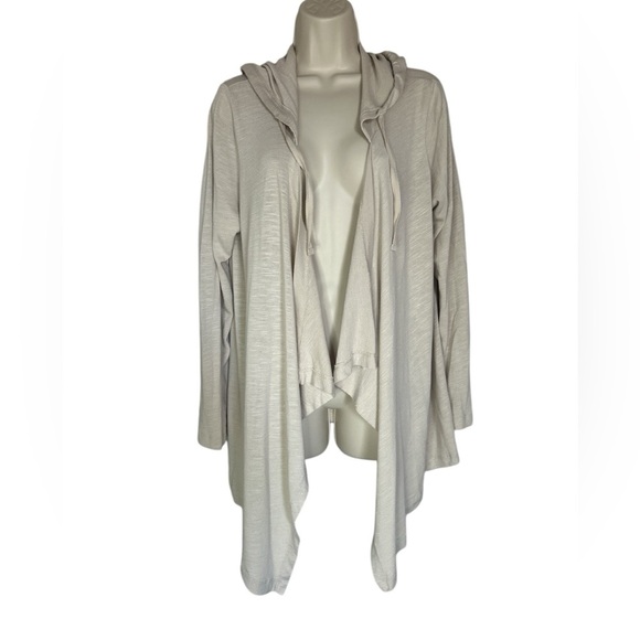 XCVI Cream Hooded Cardigan Long Drape Sz L - Picture 1 of 5
